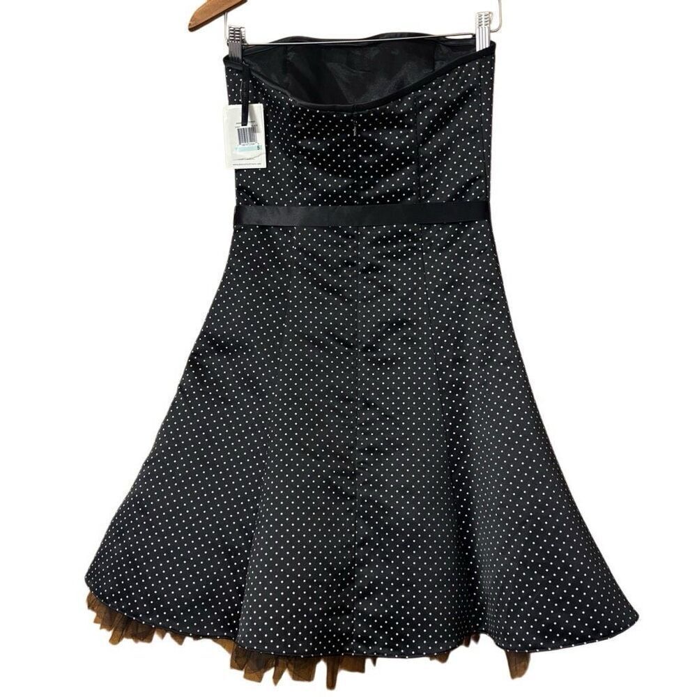 Jessica McClintock Gunne Sax Dress Womens 6 Black Polka Dot 80s 40s Pin Up USA - Picture 2 of 13